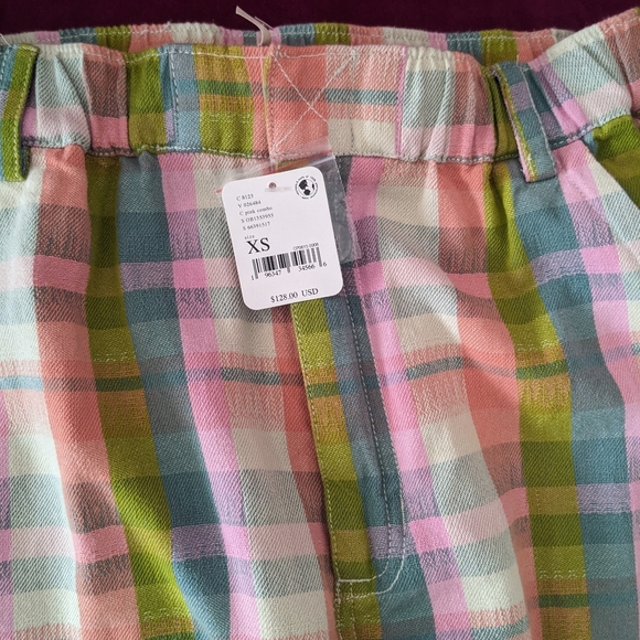Free People Love Buzz Pink Combo Plaid Pants - Picture 3 of 4